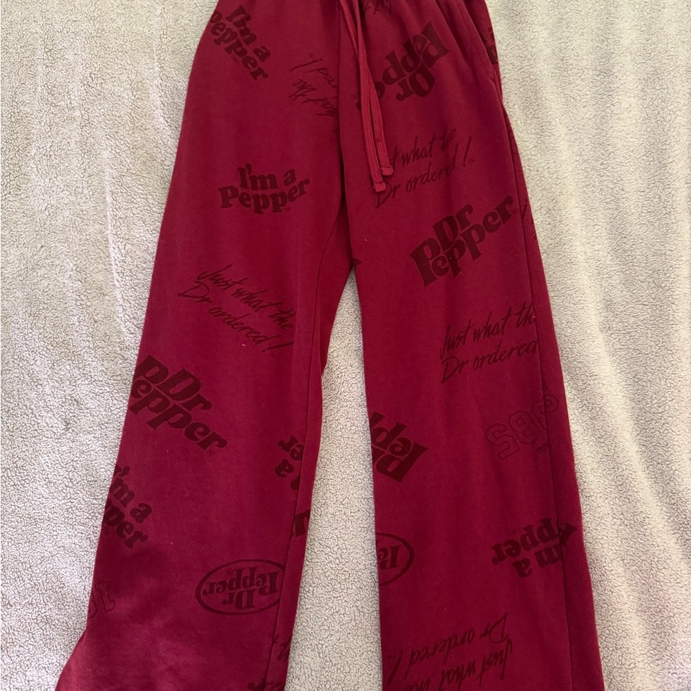 Dr Pepper Graphic Wide Leg Lounge Pants - Red